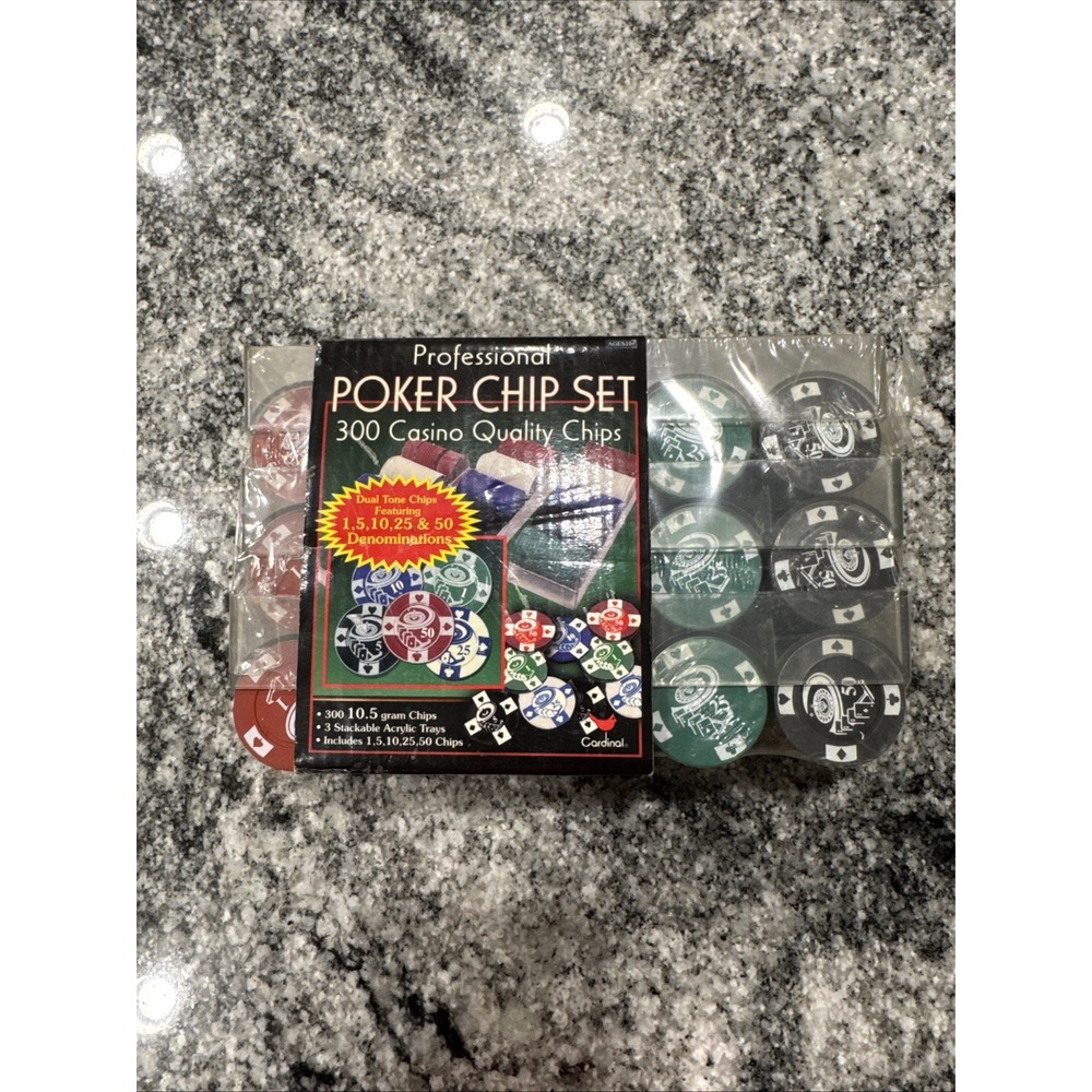 Cardinal 300 Piece Poker Chip Set with Trays Roulette 10.5‎ gram New #shelfA